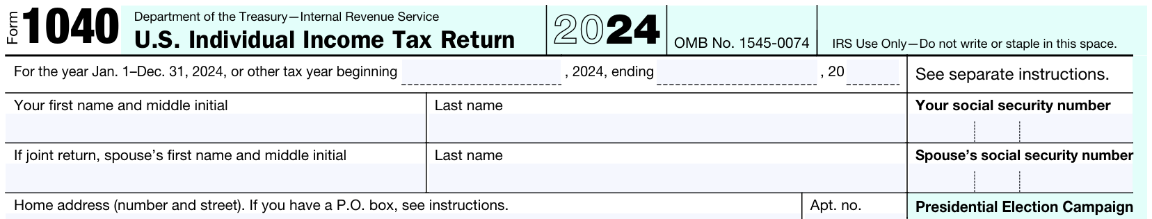 Form 1040 示例