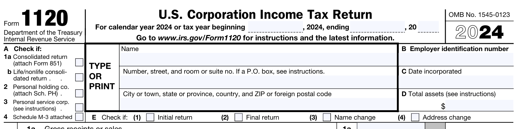 Form 1120 示例
